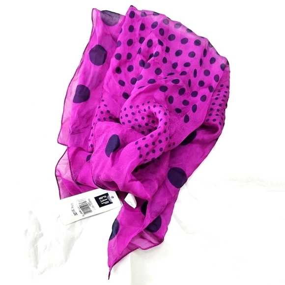 GAP Accessories - 1990s Gap Italian Silk Plum Black Polka Dot Scarf